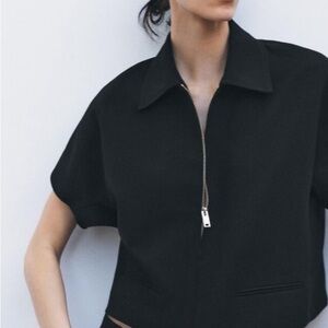 NWT Zara Women's Black Short Sleeve Jacket